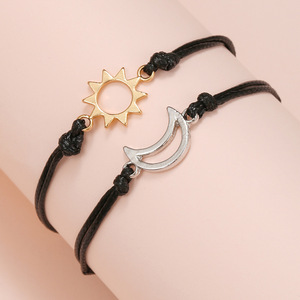 Ensemble 2 pièces Bracelet Femme Lune et Étoile Couple Bracelet Longue <span class=keywords><strong>Distance</strong></span> Touch Love Bracelet en or Bracelet Meilleur Ami Pour Couple et Sœur - Product Image 4