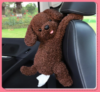 Boîte à mouchoirs de voiture mignonne, boîte à mouchoirs créative et adorable en peluche de chien en peluche pour accoudoir de voiture, siège suspendu, accessoires de boîte à mouchoirs