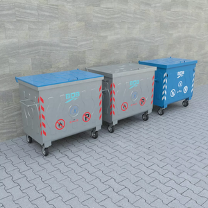 Contenedor de Basura Personalizable para Exteriores de 800L, de Metal Galvanizado con Pedal, para Almacenamiento y Reciclaje - Product Image 3