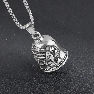 New Arrival Men's Hip Hop Stainless Steel Bell <b>Necklace</b> Egyptian Pharaoh Nefertiti Pendant Titanium Fashion Pendants Charms - Product Image 6