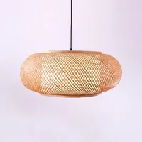 Lustre de bambu feito à mão estilo moderno, sala de chá, rattan, pingente de lâmpada, luz pingente