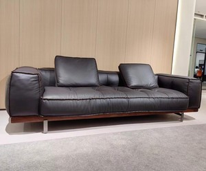 Sofá Italiano Minimalista de Cuero Vacuno Genuino - Modelo de Diseñador - Sofá Vintage <span class=keywords><strong>para</strong></span> una Sala de Estar Sencilla - Fila Recta de Sofás de Cuero - Product Image 5