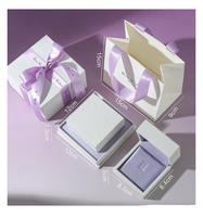 Boîte à bijoux en soie avec nœud papillon violet, motif en relief, boîte cadeau décorative pour bagues, boîte à bijoux personnalisée