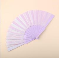 Éventail classique en plastique scintillant de 23 cm avec pompons pour mariage, décoration et danse - Vente en gros