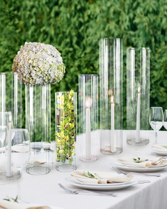 Portacandele da Terra in Vetro Cilindrico Scanalato, <span class=keywords><strong>Vaso</strong></span> per Fiori in Cristallo per Centrotavola di Matrimoni ed Eventi - Product Image 2