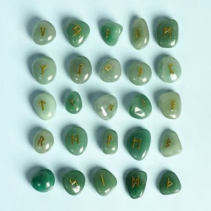 สติกเกอร์อักษรรูนจากผลึกรูปวงรีทำจากคริสตัลธรรมชาติ24 + 1ชุดสติกเกอร์โลหะอักษรรูนแบบลูกกลิ้งหยก - Product Image 4
