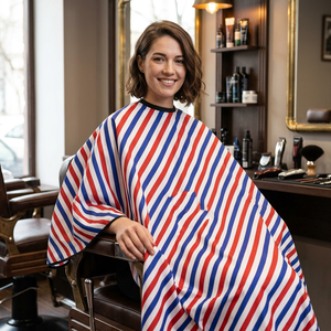 Nouvelle Cape de Coiffure Tendance Personnalisée en Polyester Taffetas Antistatique et Résistante à l'Eau pour Salon de Coiffure et Soins de Beauté - Product Image 1