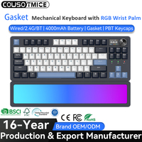 Clavier mécanique sans fil de jeu 84 touches, personnalisé, Bluetooth, tri-mode, Hot-swappable, Gasket, avec rétroéclairage RGB et repose-poignets, en français et en allemand