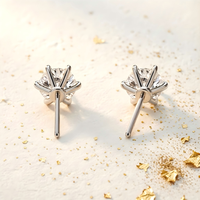Élégantes boucles d'oreilles clous halo à six griffes avec diamants de laboratoire, en or blanc 9K/12K/14K plaqué rhodium, certifiées IGI, classiques et délicates