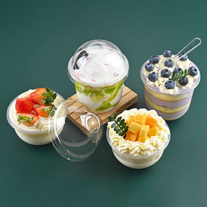 Cold <b>Drink</b> PP <b>Cups</b> 240ml 8oz Ice Cream Yogurt Milkshake Clear <b>Plastic</b> <b>Cups</b> With Lids - Product Image 6