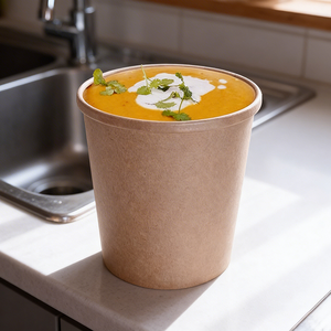 Wholesale Custom Printed 8oz 12oz 16oz 24oz Round Kraft Paper Soup Container Take Away Food Container for Soup - Product Image 1