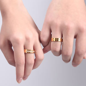 Anillos de alianzas de boda de moda para mujeres/hombres, regalo de amor, Color dorado, acero inoxidable, Zirconia cúbica, promesa, pareja, anillos de joyería - Product Image 4