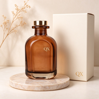 Vente en gros de flacons diffuseurs en verre ambré de 150 ml et 200 ml avec bouchon en métal doré, fond épais, flacon aromatique vide pour décoration de cadeaux