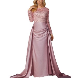 Vestido de noche elegante de manga larga con lentejuelas, cuello barco y cintura natural - Product Image 5