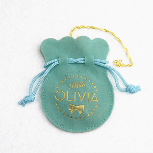 Benutzer definierte Gold Logo Folie gedruckt Wildleder Schmuck Verpackung Tasche Samt Kordel zug Tasche mit Schnur für Ringe Ohrringe Halskette - Product Image 3