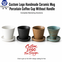 Mug en céramique fait main avec logo personnalisé, 170 ml, tasse à café en porcelaine sans anse, cadeau promotionnel d'entreprise avec plateau