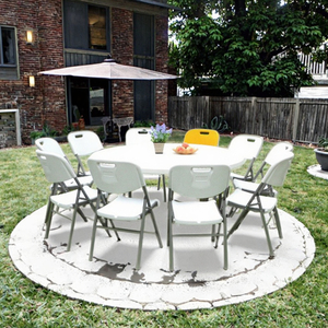 Mesa Redonda Plegable de Plástico de 160 cm para 10 Personas, Diseño Moderno, Muebles de Exterior para Banquetes, Bodas, Fiestas, Uso en Parques, Venta de Almacén - Product Image 3