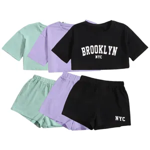 Bio-Baumwolle Shorts-Set Öko-Kinderkleidung Mädchen-Sets zweiteilig Kids-T-Shirt und Shorts Kinderkleidung