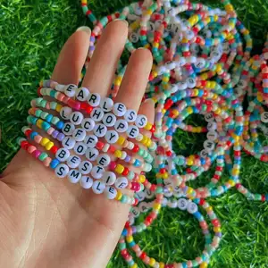 Custom Bohemian Colorful Friendship Taylor Friends Gift Inspired Design Seed Beads Letter Bracelet