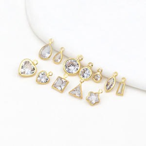 14k vàng Zircon viền Inlay với treo mặt dây chuyền nhỏ mạ DIY handmade Bông tai D96 - Product Image 2