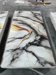 Cao bóng Tường Nội Thất Bảng điều khiển trang trí <span class=keywords><strong>UV</strong></span> lớp phủ đa màu 1220x2440mm 3mm Độ dày <span class=keywords><strong>UV</strong></span> ban PVC tấm đá cẩm thạch - Product Image 2