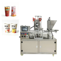 Machine de remplissage et de scellage automatique de gobelets pour yaourt, pouding, gelée, porridge, emballage alimentaire, machine d'emballage rotative