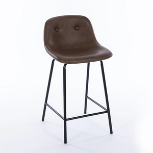 ZY-8082 Sgabelli da Bar Alti in Pelle Marrone con Gambe in Metallo e Poggiapiedi, Vendita all'Ingrosso di Fabbrica - Product Image 4