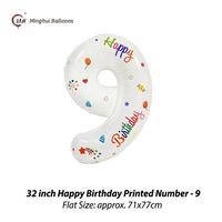 Ballon en feuille d'aluminium blanc de 32 pouces avec inscription Joyeux Anniversaire, grand ballon en Mylar à chiffres pour la décoration de fête d'anniversaire d'enfants
