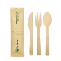 Ensemble de couverts jetables en bois biodégradable BOFA de haute qualité, 100 % compostable, cuillère, couteau, fourchette, avec serviette, pour restaurants et maison