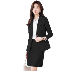 Women's Pink Suit Set Full Sleeve Anti-Wrinkle Office Lady Commute Work Uniform - Product Image 5