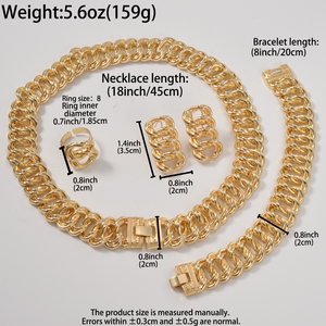 Wholesale bulk fashion <b>chains</b> <b>necklaces</b> 18k gold plated <b>necklace</b> bracelet fashion earrings ring for woman fine <b>necklace</b> set - Product Image 6
