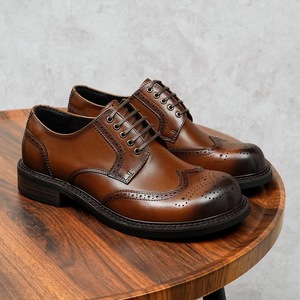 Chaussures habillées de luxe Goodyear Oxford pour hommes en cuir de veau, à lacets, bout rond, pour le bureau et les occasions spéciales, semelle extérieure en caoutchouc - Product Image 4