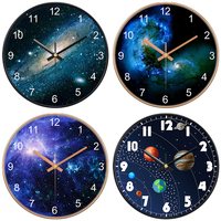 Jam Dinding Analog Quartz Senyap Bergaya Nordik Kreatif dengan Motif Langit Berbintang untuk Kamar Tidur dan Ruang Tamu, Cocok untuk Dekorasi Kembali ke Sekolah