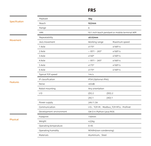<span class=keywords><strong>Robot</strong></span> colaborativo FR5 de 6 ejes de carga de <span class=keywords><strong>5kg</strong></span> ultra rentable para recoger, colocar, transportar y soldar - Product Image 6