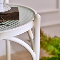 Table basse extensible INNOVA de style européen moderne, durable, avec plateau en verre décoratif, en métal blanc, facile à assembler pour le salon