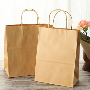 사용자 정의 로고 브라운 화이트 다채로운 재활용 크래프트 종이 가방 쇼핑 pape 가방 핸들