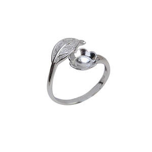 แหวนเงินแท้ S925 แบบเปิด ไม่มีรู สำหรับผู้หญิง ลายใบไม้ ปรับขนาดได้ แหวนเปล่าสำหรับ DIY  26 ชิ้น อุปกรณ์ทำเครื่องประดับ - Product Image 5