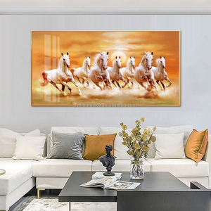 7 pezzi decorazione da parete in stile nordico animale cavallo paesaggio decorazioni per la casa caffè Wall glass art large Horse - Product Image 4