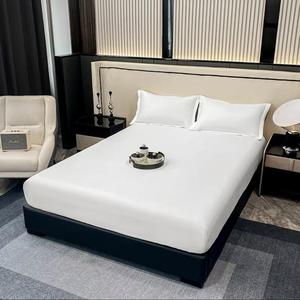 Juego de Ropa de <span class=keywords><strong>Cama</strong></span> de Satén Blanco 100% <span class=keywords><strong>Algodón</strong></span> de Calidad Hotelera, 4 Piezas, con Funda Nórdica Opcional, Sábana Plana y Sábana Ajustable para Resorts y Alojamientos - Product Image 4