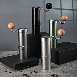 Argento acciaio inossidabile titanio placcatura a cinque stelle Burr manuale macinacaffè portatile mulino 420 acciaio inossidabile bave Coffe - Product Image 4