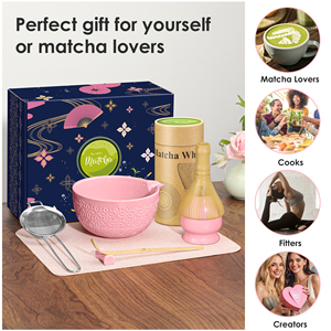 Ensemble de thé matcha japonais en céramique de 7 pièces, bol traditionnel gravé, brosse à thé, fouet en polypropylène pour le café, le thé, le matcha - Product Image 3