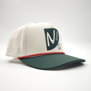 Gorra de béisbol de sarga de poliéster/algodón del fabricante OEM, curvada, resistente al agua, de alto rendimiento, con cuerda, para golf, con logotipo personalizado y puntos. - Product Image 4