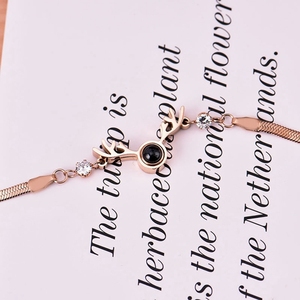 New Charm Rose Gold Female Gift 316L Deer Head <strong>Projection</strong> 100 Language Women Jewelry <strong>Bracelet</strong> - Product Image 4