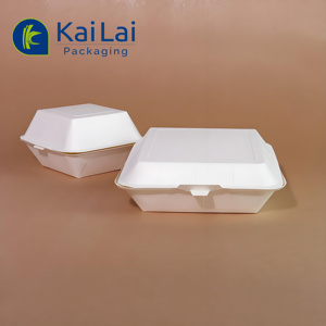 Boîte à lunch en papier kraft à <span class=keywords><strong>2</strong></span> compartiments personnalisée, vente en gros, biodégradable, blanche/à usage pour les nouilles, contenants à emporter en papier à clapet - Product Image 6