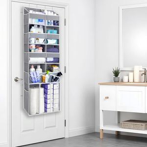 Organisateur de placard extra large à suspendre sur la porte avec poches transparentes, organisateur suspendu robuste pour salle de bain et chambre à coucher - Product Image 2