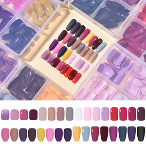 96 Uñas Postizas de Color Sólido en Caja, Uñas Francesas de ABS con Cobertura Completa, Cuadradas, Almendradas, Tipo Ataúd, Removibles y Reutilizables para Salón - Product Image 2