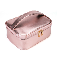 Sac cosmétique de voyage en or rose de qualité supérieure pour femmes sac de maquillage portable en PU de haute qualité avec fermeture à glissière nouvelle liste