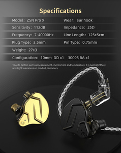 Écouteurs Sport Intra-Auriculaires KZ ZSN PRO X HiFi DQS avec Interface Type-C <span class=keywords><strong>1BA</strong></span>+<span class=keywords><strong>1DD</strong></span>, Casque Audio Filaire Anti-Bruit - Product Image 5