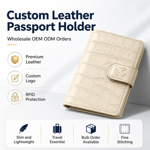 Porta Pasaportes con Diseño de Cocodrilo en Crema, Funda de Viaje de Cuero PU para Boletos, Organizador de Documentos con Bloqueo RFID y Cierre Magnético - Product Image 1