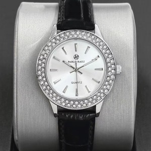 Montre à quartz minimaliste pour femme, en promotion, avec lunette en cristal de luxe, bracelet en cuir vintage, ton or, étanche et lumineuse - Product Image 1